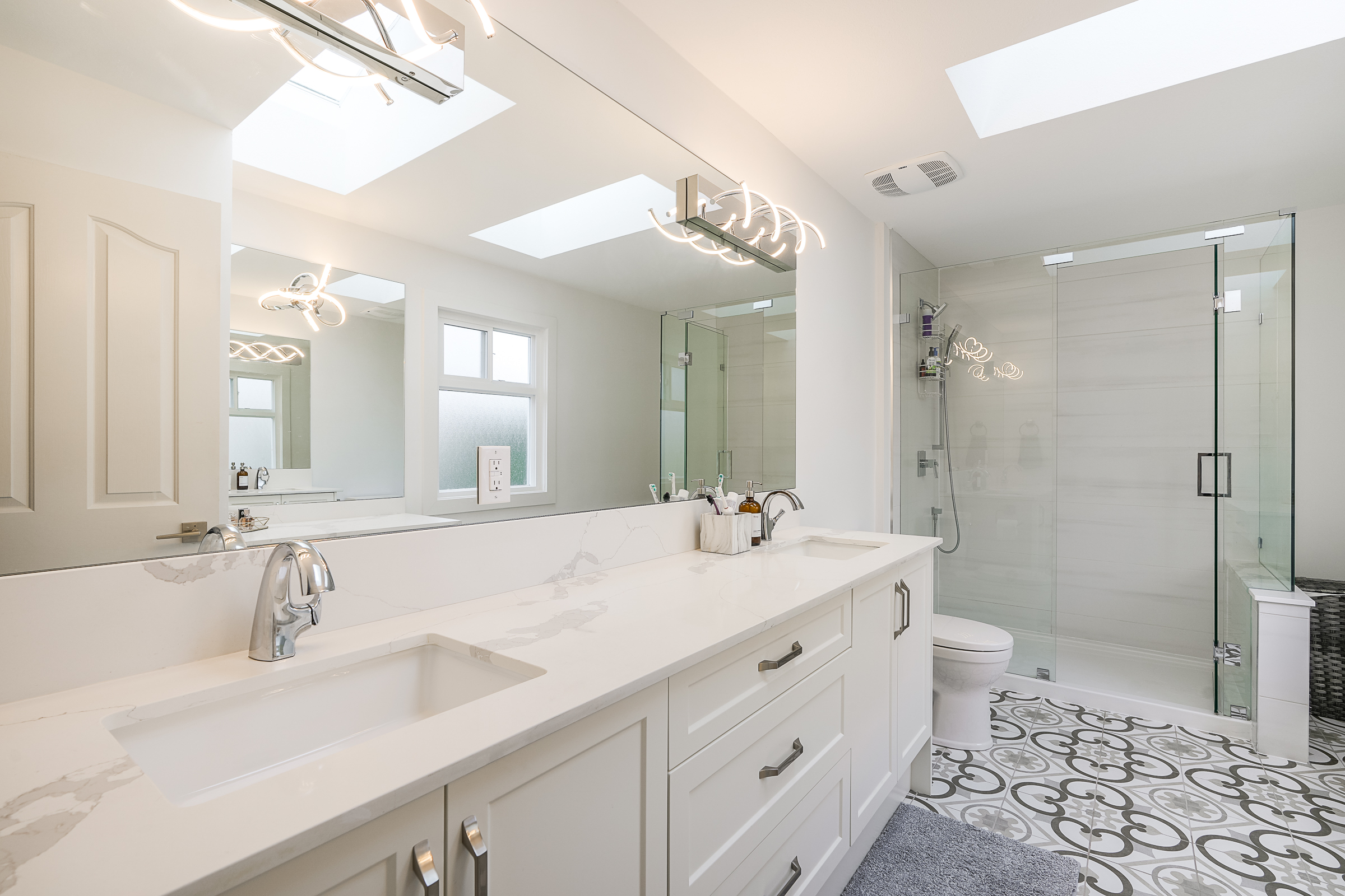 Skylit double vanity