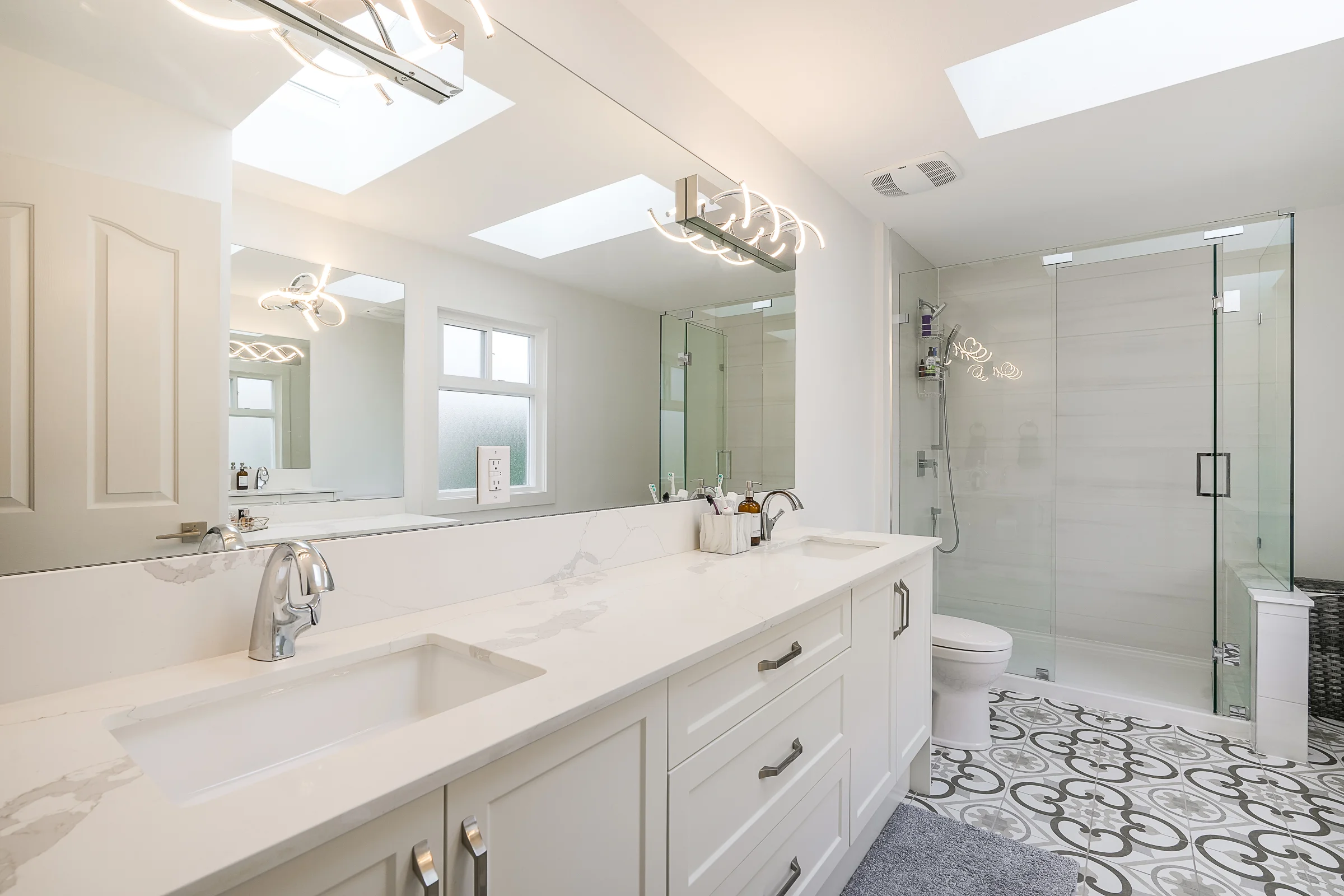 Skylit double vanity