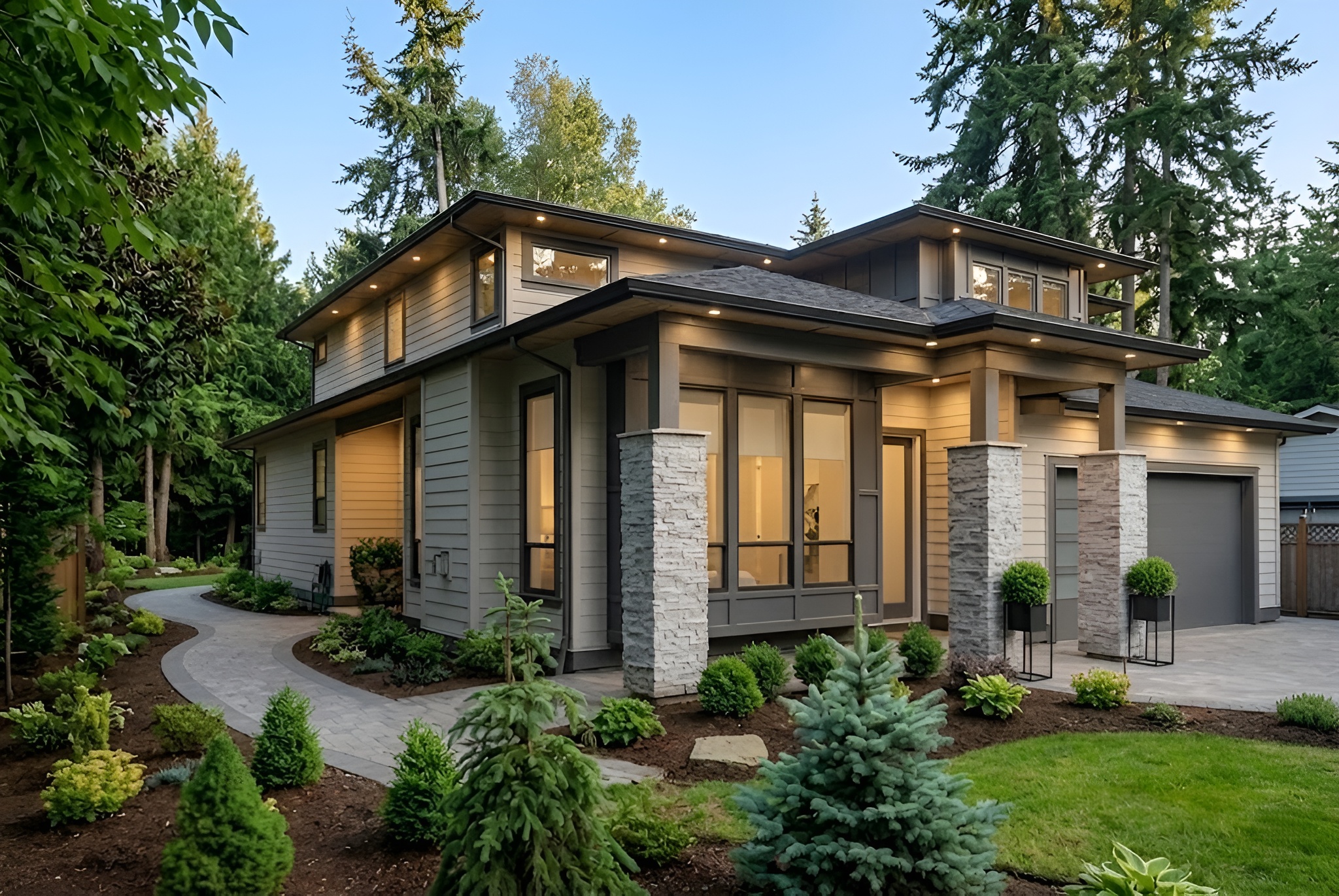 Corner elevation · garden path