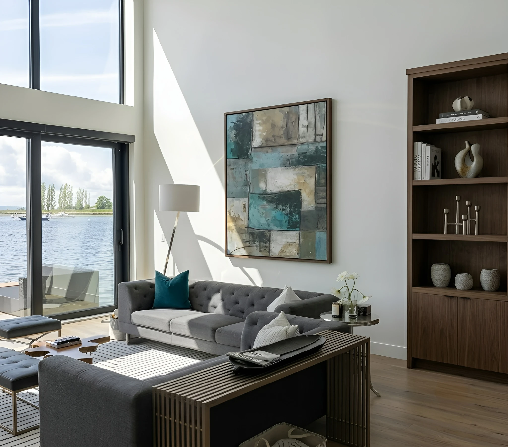 Waterfront living · built-in shelving
